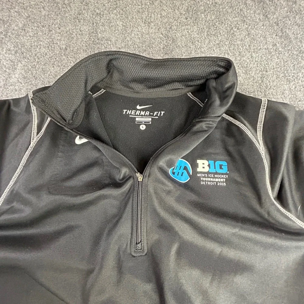 Nike Therma-FIT Mens Large 1/4 Zip Big Ten Hockey Tournament Detroit 2015 Black